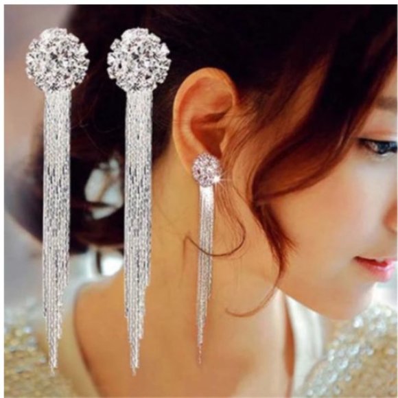 Crystal Tassel Earrings - Picture 3 of 3